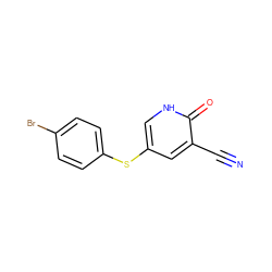 N#Cc1cc(Sc2ccc(Br)cc2)c[nH]c1=O ZINC000095593270