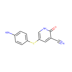 N#Cc1cc(Sc2ccc(N)cc2)c[nH]c1=O ZINC000095595068