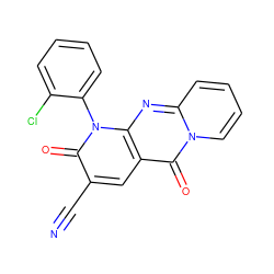 N#Cc1cc2c(=O)n3ccccc3nc2n(-c2ccccc2Cl)c1=O ZINC000005152573