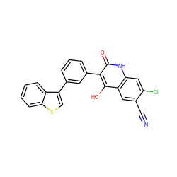 N#Cc1cc2c(O)c(-c3cccc(-c4csc5ccccc45)c3)c(=O)[nH]c2cc1Cl ZINC000036185242