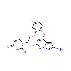 N#Cc1cc2c(Oc3ccc(F)cc3OCCn3ccc(=O)[nH]c3=O)cc(F)cn2c1 ZINC000210929423