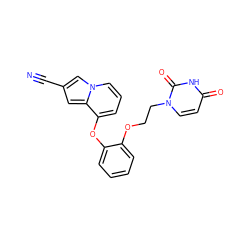 N#Cc1cc2c(Oc3ccccc3OCCn3ccc(=O)[nH]c3=O)cccn2c1 ZINC000095920816