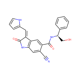 N#Cc1cc2c(cc1C(=O)N[C@H](CO)c1ccccc1)/C(=C/c1ccc[nH]1)C(=O)N2 ZINC001772628474