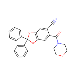 N#Cc1cc2c(cc1C(=O)N1CCOCC1)OC(c1ccccc1)(c1ccccc1)O2 ZINC000029054560