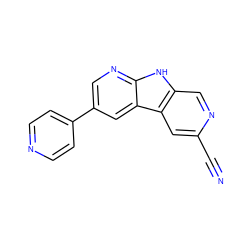 N#Cc1cc2c(cn1)[nH]c1ncc(-c3ccncc3)cc12 ZINC000473128095