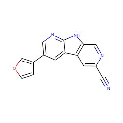 N#Cc1cc2c(cn1)[nH]c1ncc(-c3ccoc3)cc12 ZINC000473123185