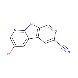 N#Cc1cc2c(cn1)[nH]c1ncc(O)cc12 ZINC000117450101