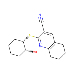 N#Cc1cc2c(nc1S[C@H]1CCCC[C@H]1O)CCCC2 ZINC000000470693