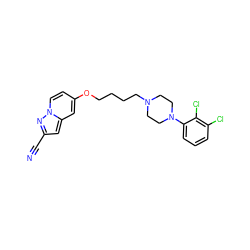 N#Cc1cc2cc(OCCCCN3CCN(c4cccc(Cl)c4Cl)CC3)ccn2n1 ZINC000169349772