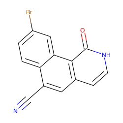 N#Cc1cc2cc[nH]c(=O)c2c2cc(Br)ccc12 ZINC000028955773