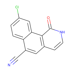 N#Cc1cc2cc[nH]c(=O)c2c2cc(Cl)ccc12 ZINC000028955767