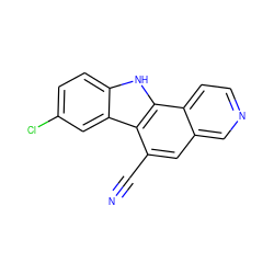 N#Cc1cc2cnccc2c2[nH]c3ccc(Cl)cc3c12 ZINC000217054217