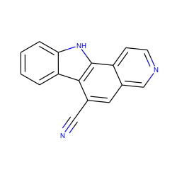 N#Cc1cc2cnccc2c2[nH]c3ccccc3c12 ZINC000039190557