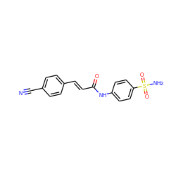 N#Cc1ccc(/C=C/C(=O)Nc2ccc(S(N)(=O)=O)cc2)cc1 ZINC000015270385