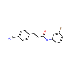 N#Cc1ccc(/C=C/C(=O)Nc2cccc(Br)c2)cc1 ZINC000015351191