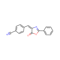 N#Cc1ccc(/C=C2/N=C(c3ccccc3)OC2=O)cc1 ZINC000000068750