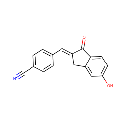 N#Cc1ccc(/C=C2\Cc3cc(O)ccc3C2=O)cc1 ZINC000187222501