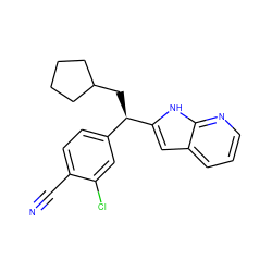 N#Cc1ccc([C@@H](CC2CCCC2)c2cc3cccnc3[nH]2)cc1Cl ZINC000653793866