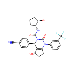 N#Cc1ccc([C@@H]2C3=C(CCC3=O)N(c3cccc(C(F)(F)F)c3)C(=O)N2C(=O)N[C@@H]2CCC[C@H]2O)cc1 ZINC001772655967