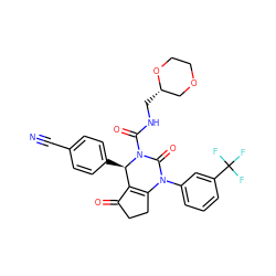 N#Cc1ccc([C@@H]2C3=C(CCC3=O)N(c3cccc(C(F)(F)F)c3)C(=O)N2C(=O)NC[C@H]2COCCO2)cc1 ZINC001772599181