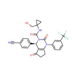 N#Cc1ccc([C@@H]2C3=C(CCC3=O)N(c3cccc(C(F)(F)F)c3)C(=O)N2C(=O)NC2(CO)CC2)cc1 ZINC001772611225