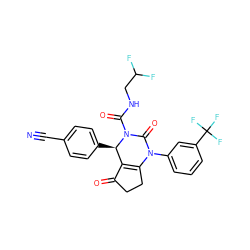 N#Cc1ccc([C@@H]2C3=C(CCC3=O)N(c3cccc(C(F)(F)F)c3)C(=O)N2C(=O)NCC(F)F)cc1 ZINC001772633908