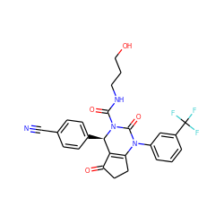 N#Cc1ccc([C@@H]2C3=C(CCC3=O)N(c3cccc(C(F)(F)F)c3)C(=O)N2C(=O)NCCCO)cc1 ZINC001772610233