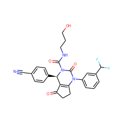 N#Cc1ccc([C@@H]2C3=C(CCC3=O)N(c3cccc(C(F)F)c3)C(=O)N2C(=O)NCCCO)cc1 ZINC000224566623