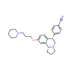 N#Cc1ccc([C@@H]2CN3CCC[C@@H]3c3cc(OCCCN4CCCCC4)ccc32)cc1 ZINC000028885715