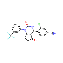 N#Cc1ccc([C@@H]2NC(=O)N(c3cccc(C(F)(F)F)c3)C3=C2C(=O)CC3)c(Cl)c1 ZINC000224565577