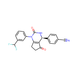 N#Cc1ccc([C@@H]2NC(=O)N(c3cccc(C(F)F)c3)C3=C2C(=O)CC3)cc1 ZINC000224562644