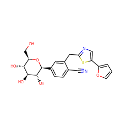 N#Cc1ccc([C@@H]2O[C@H](CO)[C@@H](O)[C@H](O)[C@H]2O)cc1Cc1ncc(-c2ccco2)s1 ZINC000066066597