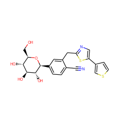 N#Cc1ccc([C@@H]2O[C@H](CO)[C@@H](O)[C@H](O)[C@H]2O)cc1Cc1ncc(-c2ccsc2)s1 ZINC000066073817