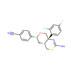 N#Cc1ccc([C@H]2C[C@H]3CSC(N)=N[C@@]3(c3ccc(F)cc3F)CO2)cc1 ZINC000221069249