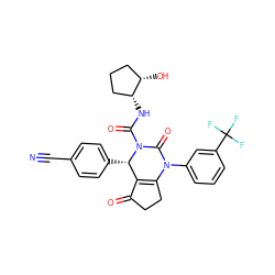 N#Cc1ccc([C@H]2C3=C(CCC3=O)N(c3cccc(C(F)(F)F)c3)C(=O)N2C(=O)N[C@@H]2CCC[C@@H]2O)cc1 ZINC001772618290