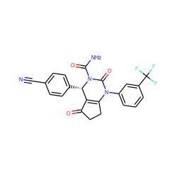 N#Cc1ccc([C@H]2C3=C(CCC3=O)N(c3cccc(C(F)(F)F)c3)C(=O)N2C(N)=O)cc1 ZINC000224601180