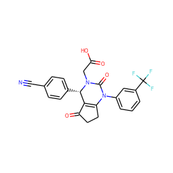 N#Cc1ccc([C@H]2C3=C(CCC3=O)N(c3cccc(C(F)(F)F)c3)C(=O)N2CC(=O)O)cc1 ZINC000224573489