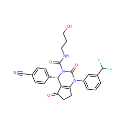 N#Cc1ccc([C@H]2C3=C(CCC3=O)N(c3cccc(C(F)F)c3)C(=O)N2C(=O)NCCCO)cc1 ZINC000224566575