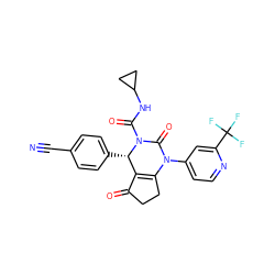 N#Cc1ccc([C@H]2C3=C(CCC3=O)N(c3ccnc(C(F)(F)F)c3)C(=O)N2C(=O)NC2CC2)cc1 ZINC001772640043