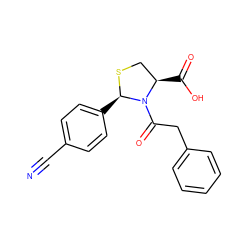 N#Cc1ccc([C@H]2SC[C@@H](C(=O)O)N2C(=O)Cc2ccccc2)cc1 ZINC000071318078