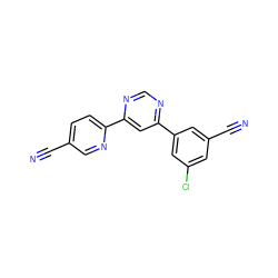 N#Cc1ccc(-c2cc(-c3cc(Cl)cc(C#N)c3)ncn2)nc1 ZINC000473094039