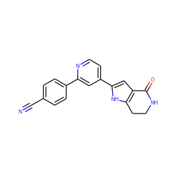 N#Cc1ccc(-c2cc(-c3cc4c([nH]3)CCNC4=O)ccn2)cc1 ZINC000028645482