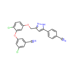 N#Cc1ccc(-c2cc(COc3ccc(Cl)c(Oc4cc(Cl)cc(C#N)c4)c3)n[nH]2)cc1 ZINC000072108844