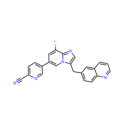 N#Cc1ccc(-c2cc(F)c3ncc(Cc4ccc5ncccc5c4)n3c2)cn1 ZINC000473120492