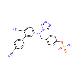 N#Cc1ccc(-c2cc(N(Cc3ccc(OS(N)(=O)=O)cc3)n3cnnc3)ccc2C#N)cc1 ZINC000066100632