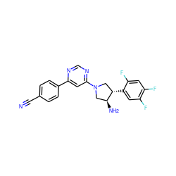 N#Cc1ccc(-c2cc(N3C[C@H](c4cc(F)c(F)cc4F)[C@@H](N)C3)ncn2)cc1 ZINC000028823838