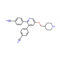 N#Cc1ccc(-c2cc(OCC3CCNCC3)cnc2-c2ccc(C#N)cc2)cc1 ZINC000653700763