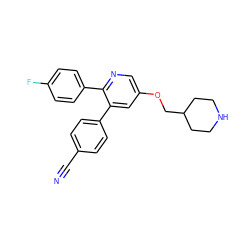 N#Cc1ccc(-c2cc(OCC3CCNCC3)cnc2-c2ccc(F)cc2)cc1 ZINC000653700794