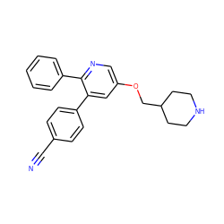 N#Cc1ccc(-c2cc(OCC3CCNCC3)cnc2-c2ccccc2)cc1 ZINC000653708664