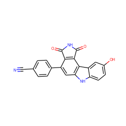 N#Cc1ccc(-c2cc3[nH]c4ccc(O)cc4c3c3c2C(=O)NC3=O)cc1 ZINC000034804098